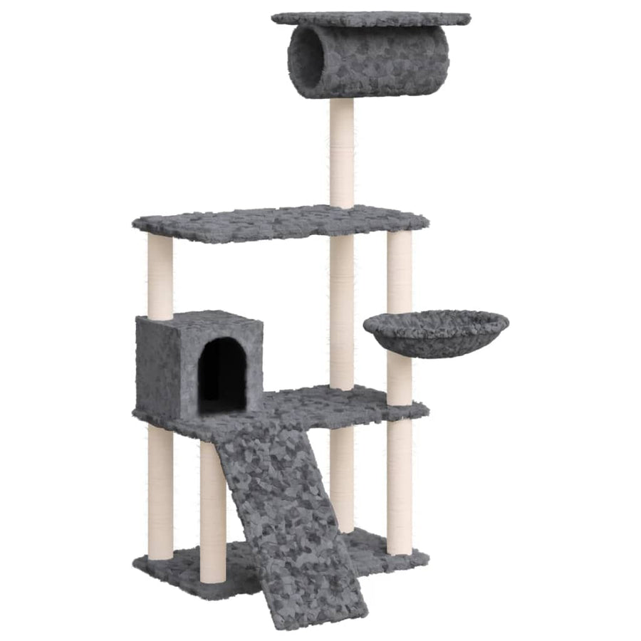 Kattenmeubel met sisal krabpalen 131 cm donkergrijs Donkergrijs