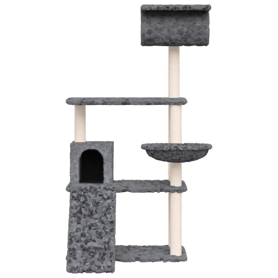 Kattenmeubel met sisal krabpalen 131 cm donkergrijs Donkergrijs