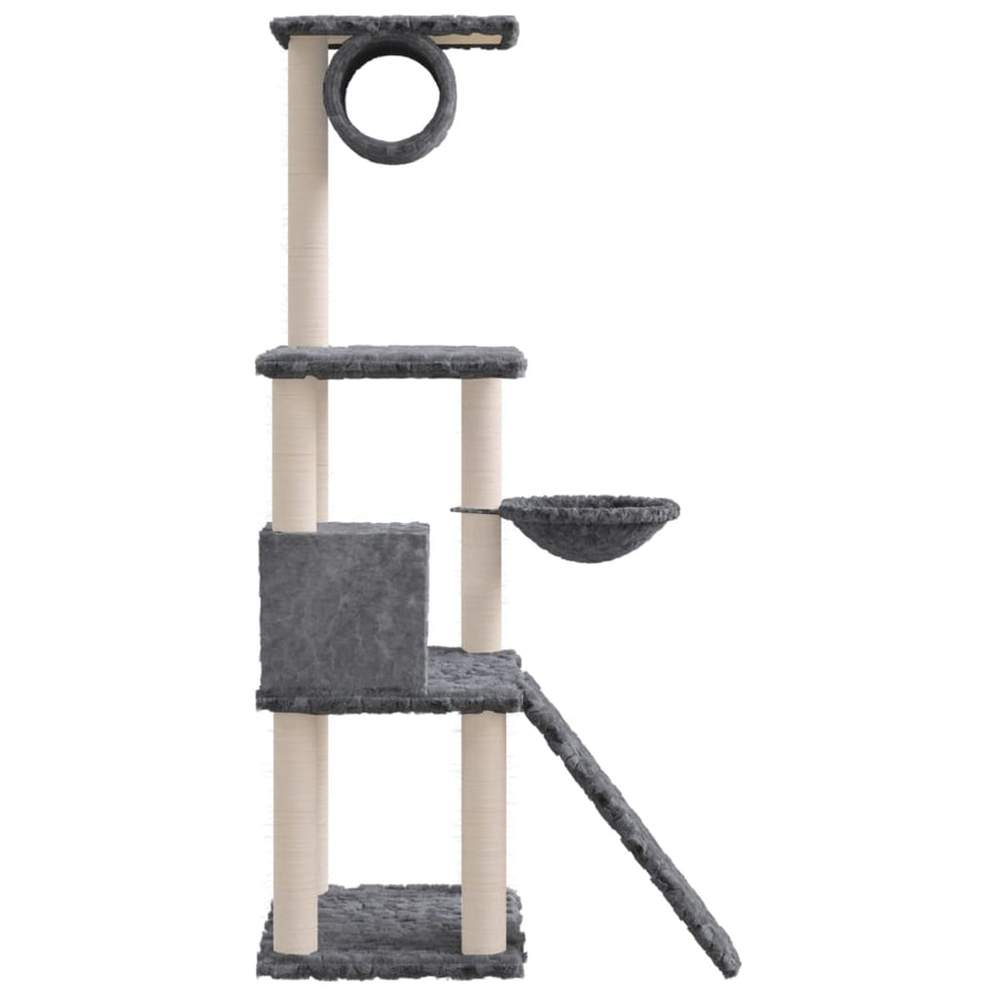 Kattenmeubel met sisal krabpalen 131 cm donkergrijs Donkergrijs