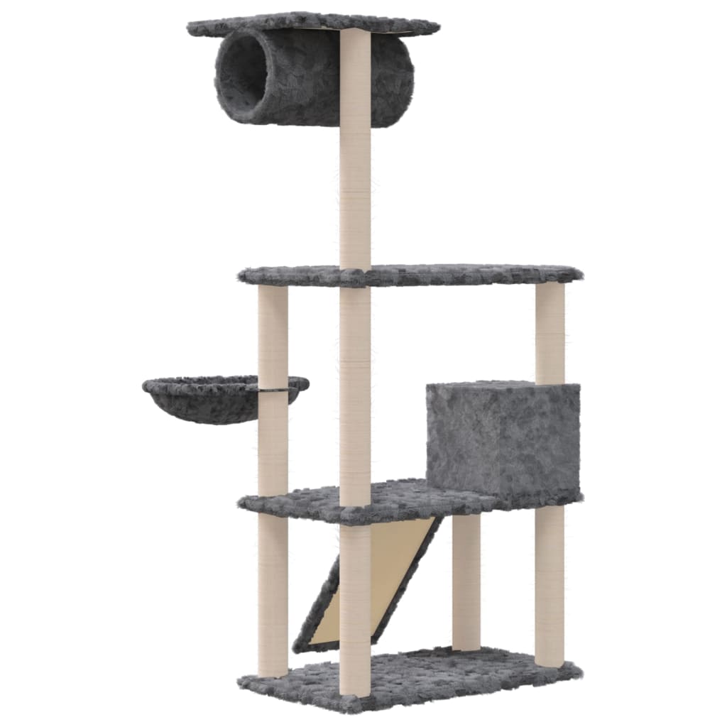 Kattenmeubel met sisal krabpalen 131 cm donkergrijs Donkergrijs