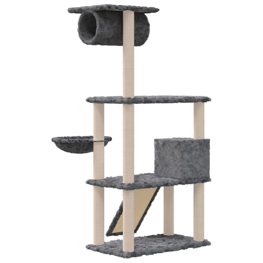 Kattenmeubel met sisal krabpalen 131 cm donkergrijs Donkergrijs