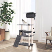 Kattenmeubel 131 cm donkergrijs met sisal krabpalen
