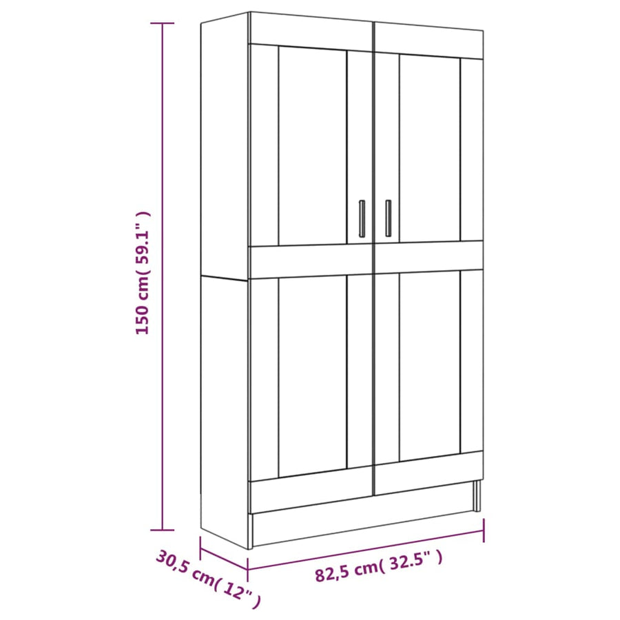 Boekenkast 82,5X30,5X50 Cm Bewerkt Hout Eiken 82.5 x 30.5 x 150 cm Grijs sonoma