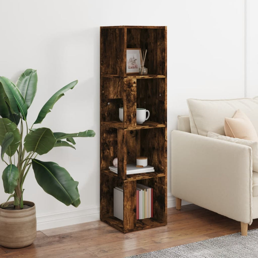 Hoekkast 33x33x132 cm bewerkt hout gerookt eikenkleurig 33 x 33 x 132 cm Gerookt eiken