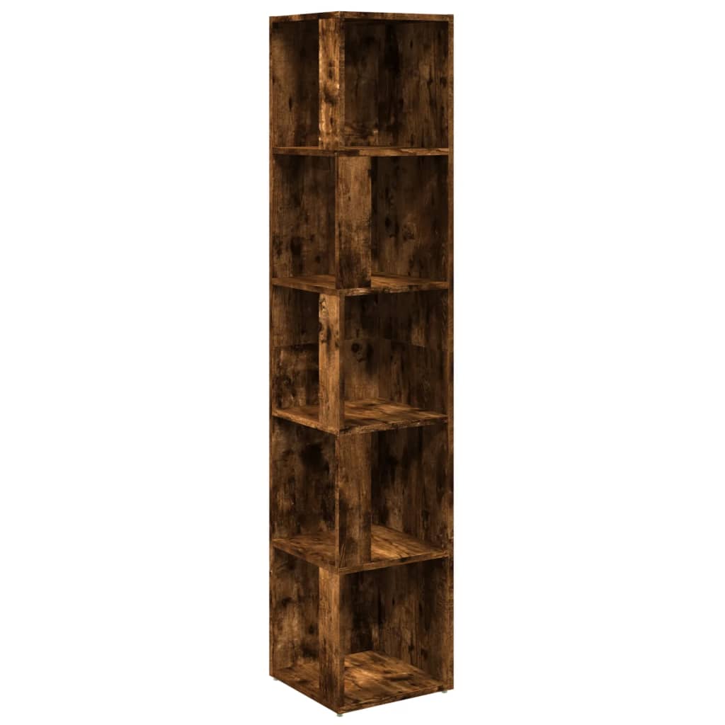 Hoekkast 33x33x164,5 cm bewerkt hout gerookt eikenkleurig 33 x 33 x 164.5 cm Gerookt eiken