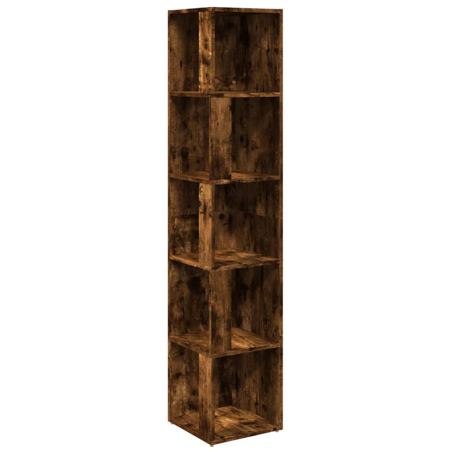 Hoekkast 33x33x164,5 cm bewerkt hout gerookt eikenkleurig 33 x 33 x 164.5 cm Gerookt eiken