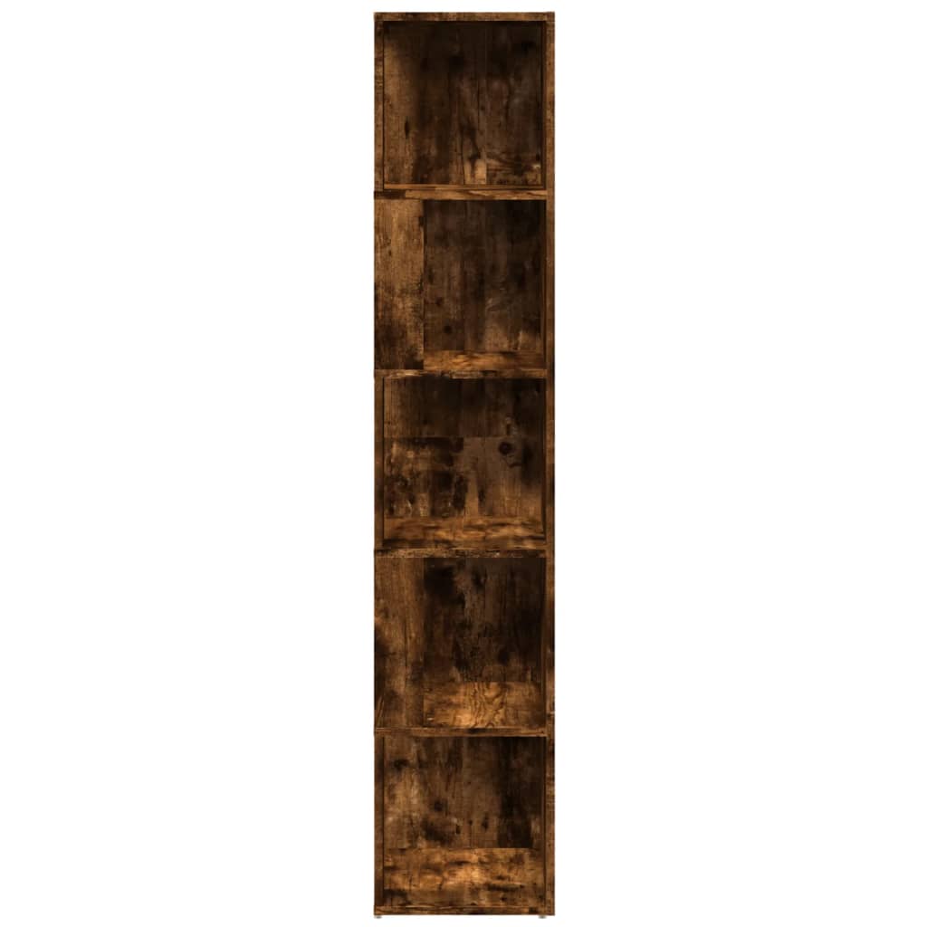 Hoekkast 33x33x164,5 cm bewerkt hout gerookt eikenkleurig 33 x 33 x 164.5 cm Gerookt eiken