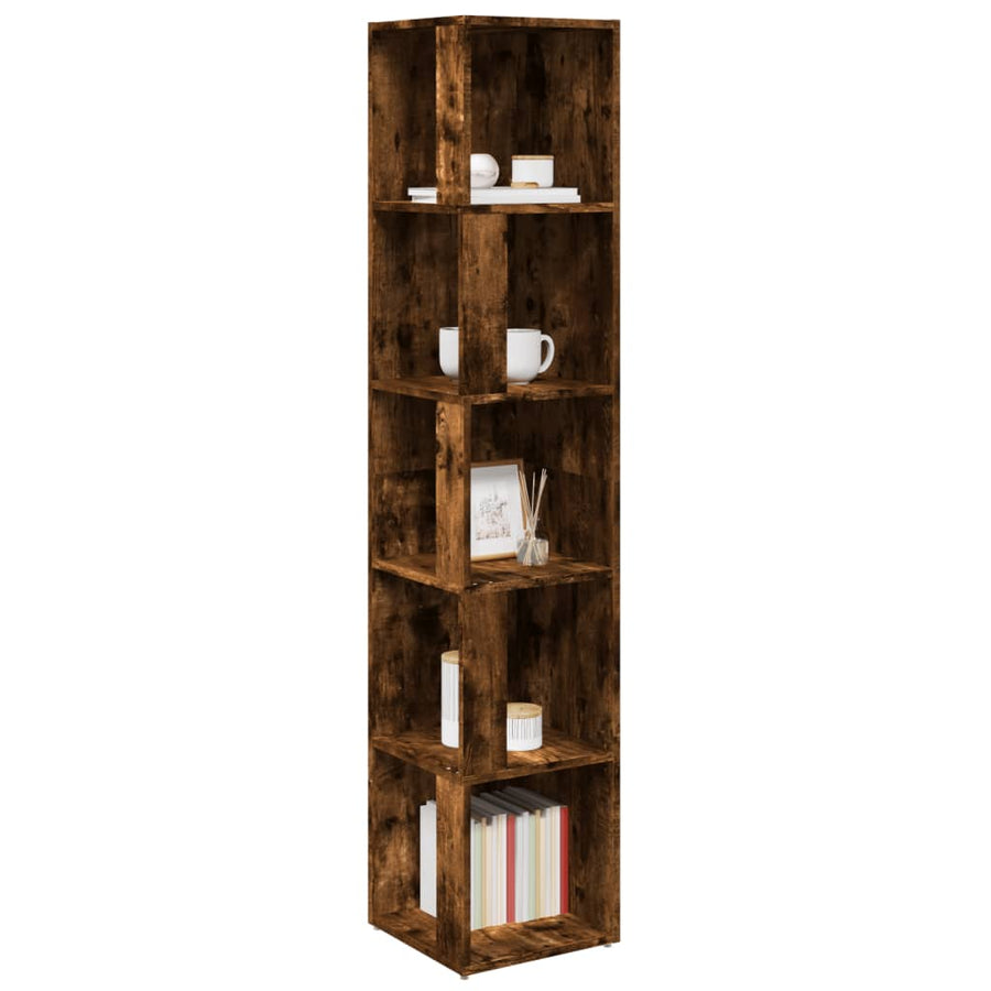 Hoekkast 33x33x164,5 cm bewerkt hout gerookt eikenkleurig 33 x 33 x 164.5 cm Gerookt eiken