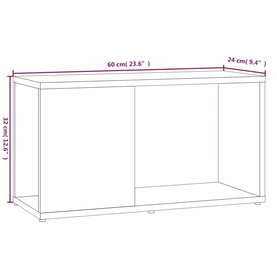 Tv-Meubel 60X24X32 Cm Bewerkt Hout Kleurig Gerookt eiken
