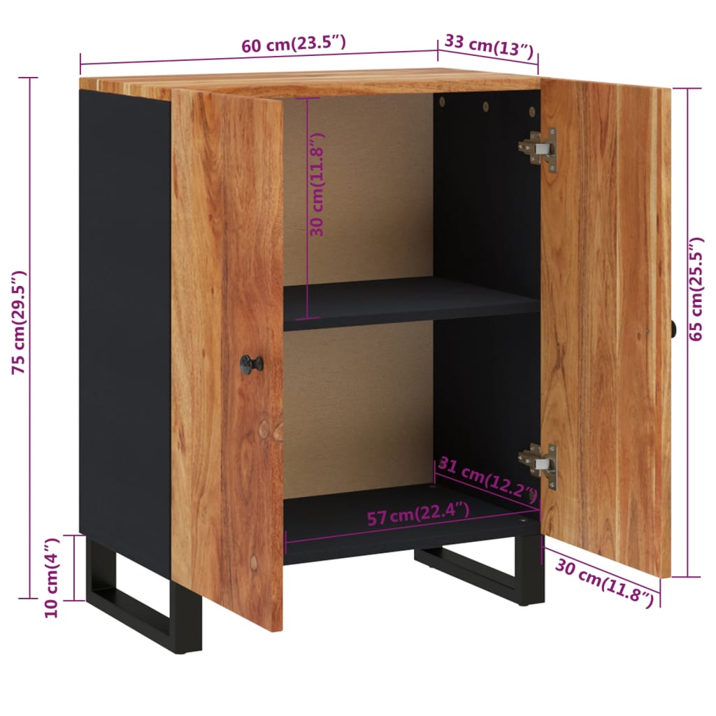 Dressoir 60x33x75 cm massief acaciahout