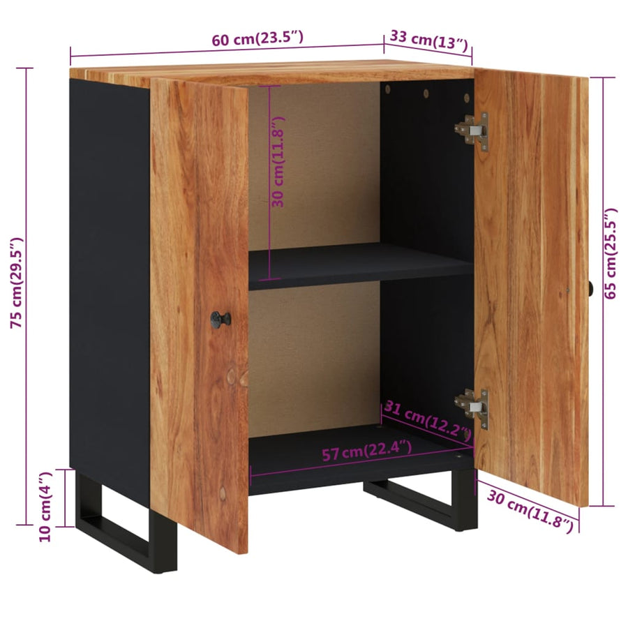 Dressoir 60x33x75 cm massief acaciahout
