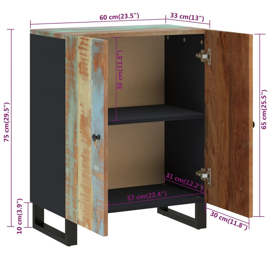 Dressoir 60x33x75 cm massief gerecycled hout