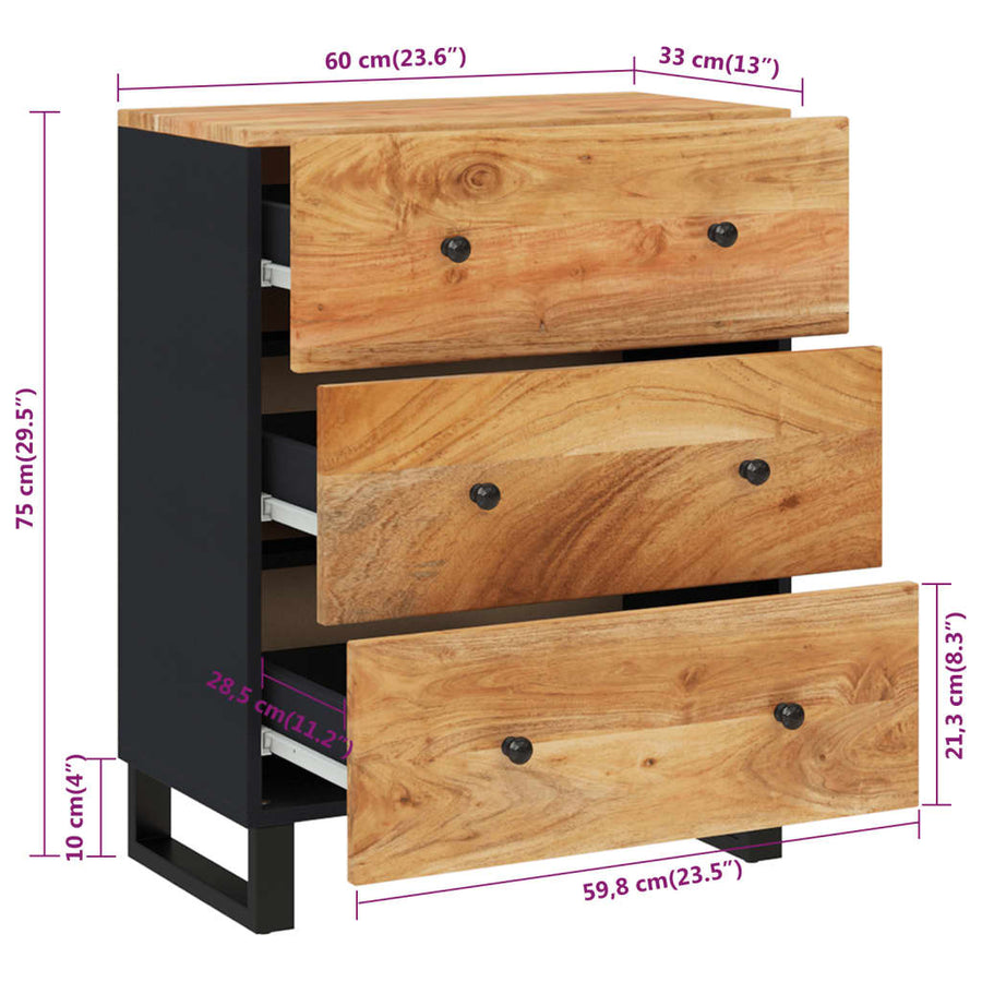 Dressoir 60x33x75 cm massief acaciahout