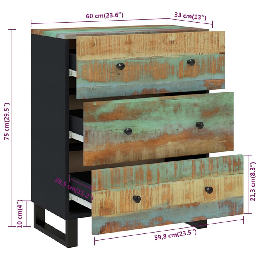 Dressoir 60x33x75 cm massief gerecycled hout