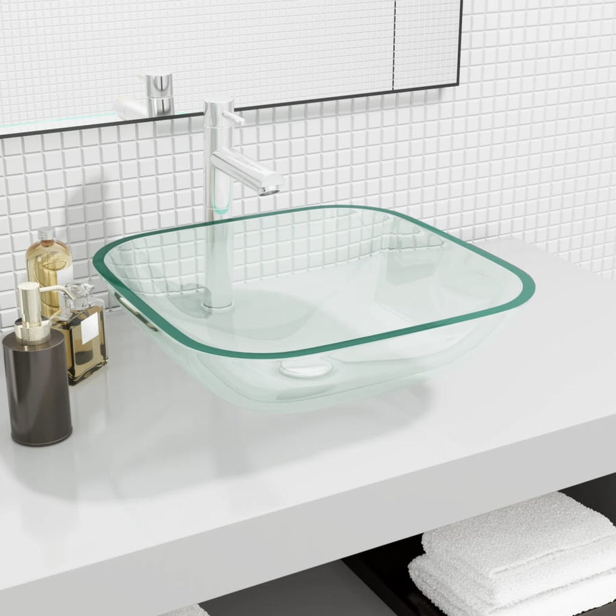 Wasbak 42X42X14 Cm Glas Transparant Doorzichtig