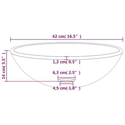 Wasbak 42X14 Cm Gehard Glas Wit