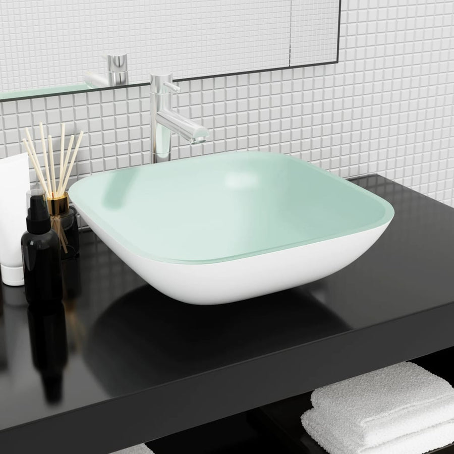 Wasbak 42X42X14 Cm Glas Wit