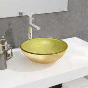 Wastafel 35x12 cm gehard glas goudkleurig