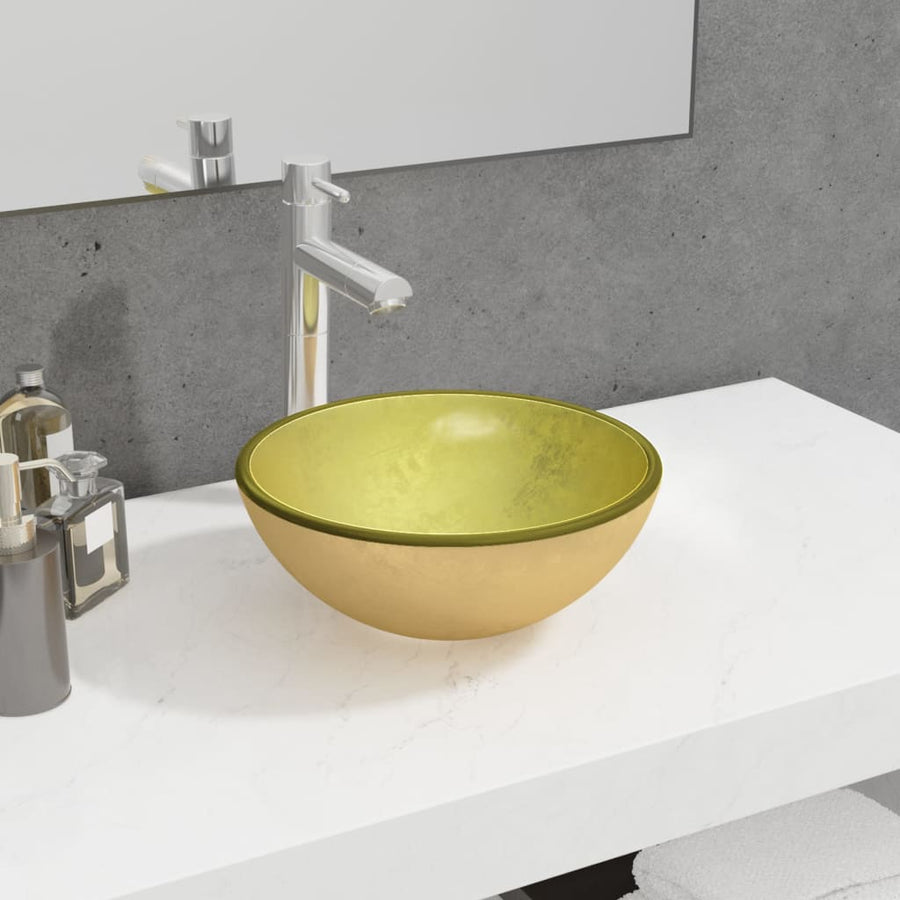 Wasbak 30x12 cm gehard glas goudkleurig 30 x 12 cm Goud