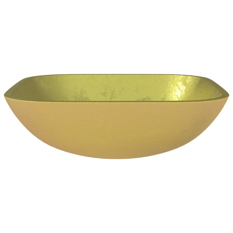 Wasbak 42X42X14 Cm Glas Goudkleurig