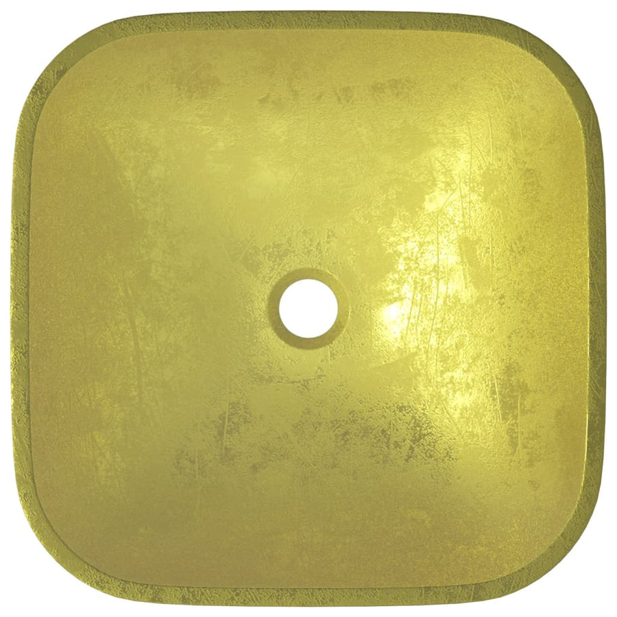 Wasbak 42X42X14 Cm Glas Goudkleurig