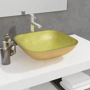 Sink 42x42x14 cm glass gold-colored