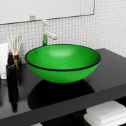 Wastafel 42x14 cm gehard glas groen