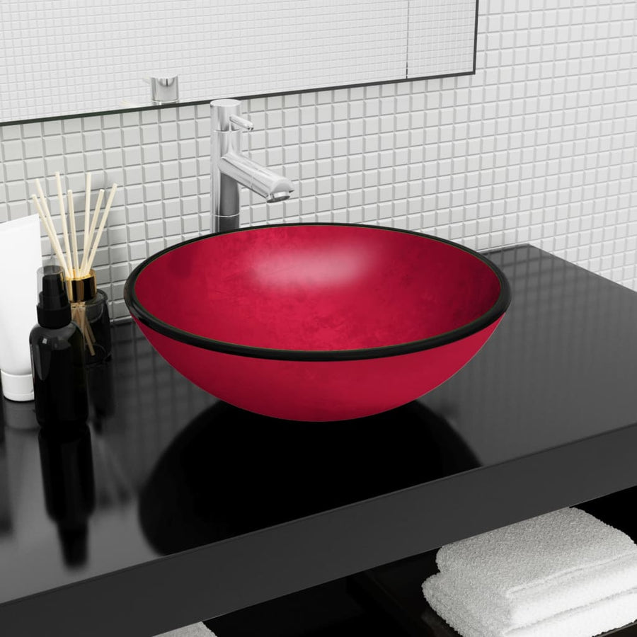 Wasbak 42X14 Cm Gehard Glas Rood