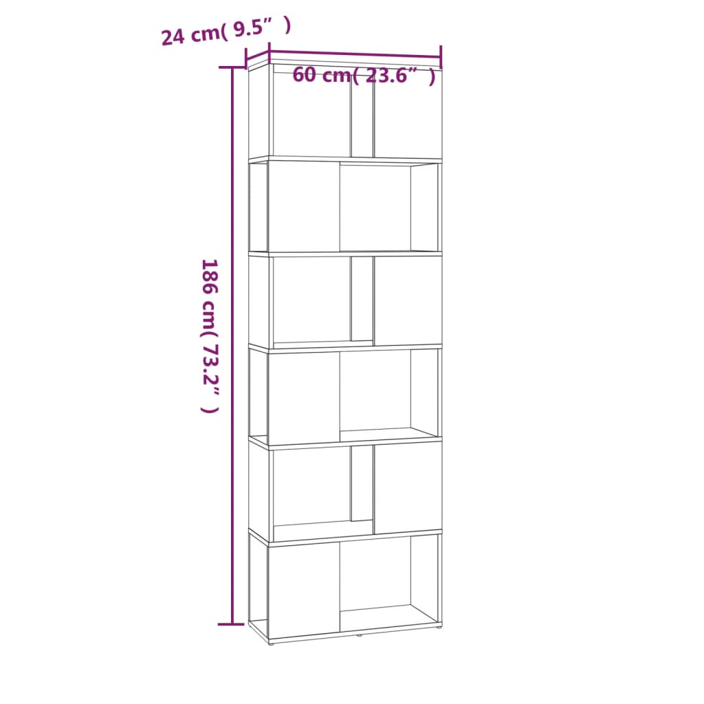 Boekenkast/Kamerscherm 60X24X86 Cm Kleurig Gerookt eiken