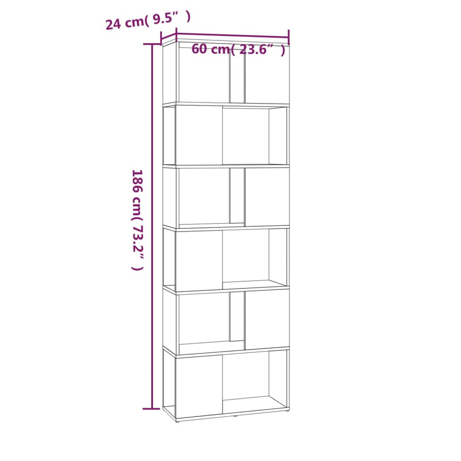 Boekenkast/Kamerscherm 60X24X86 Cm Eiken Grijs sonoma