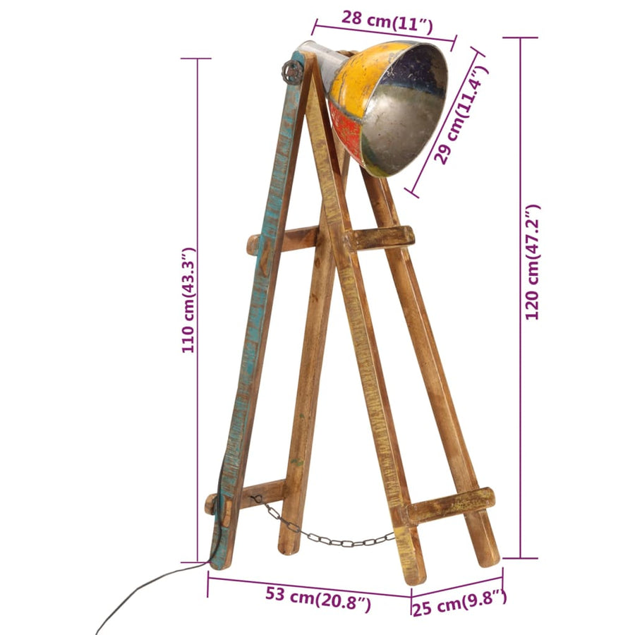 Vloerlamp E27 Massief Mangohout Meerkleurig Multikleur