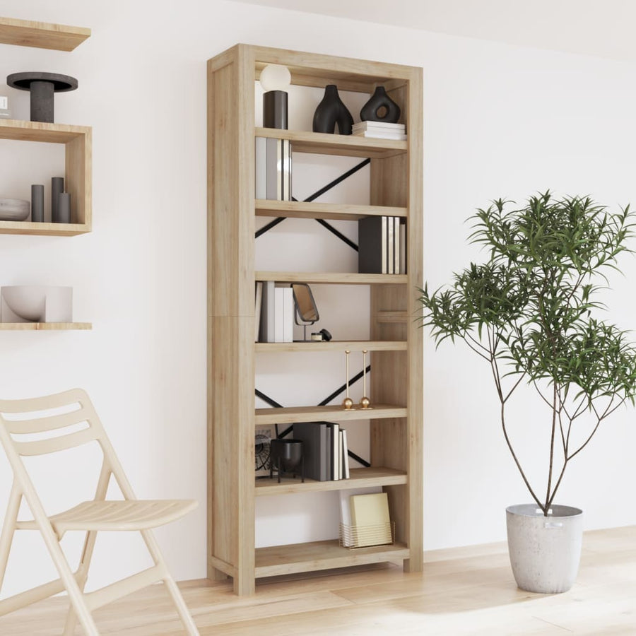 Boekenkast Met 7 Schappen 80X30X200 Cm Massief Acaciahout