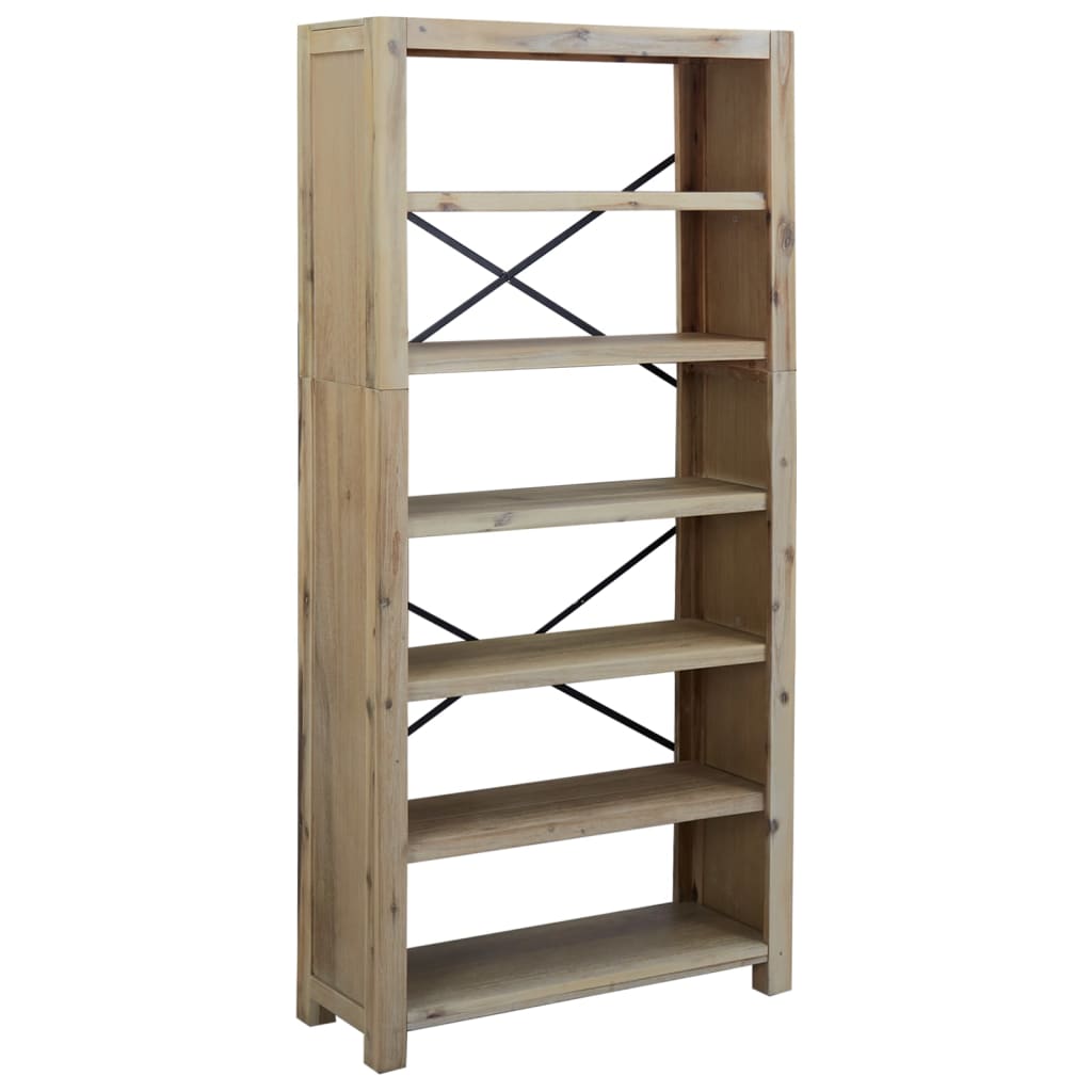 Boekenkast met 6 schappen 80x30x170 cm massief acaciahout