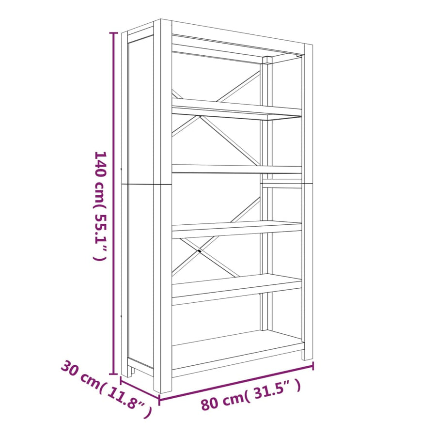 Boekenkast Met 5 Schappen 80X30X Massief Acaciahout 140 cm