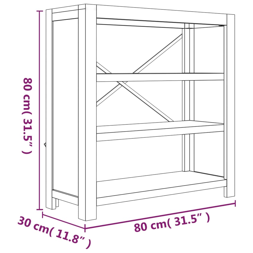 Boekenkast Met 3 Schappen 80X30X Massief Acaciahout 80 cm