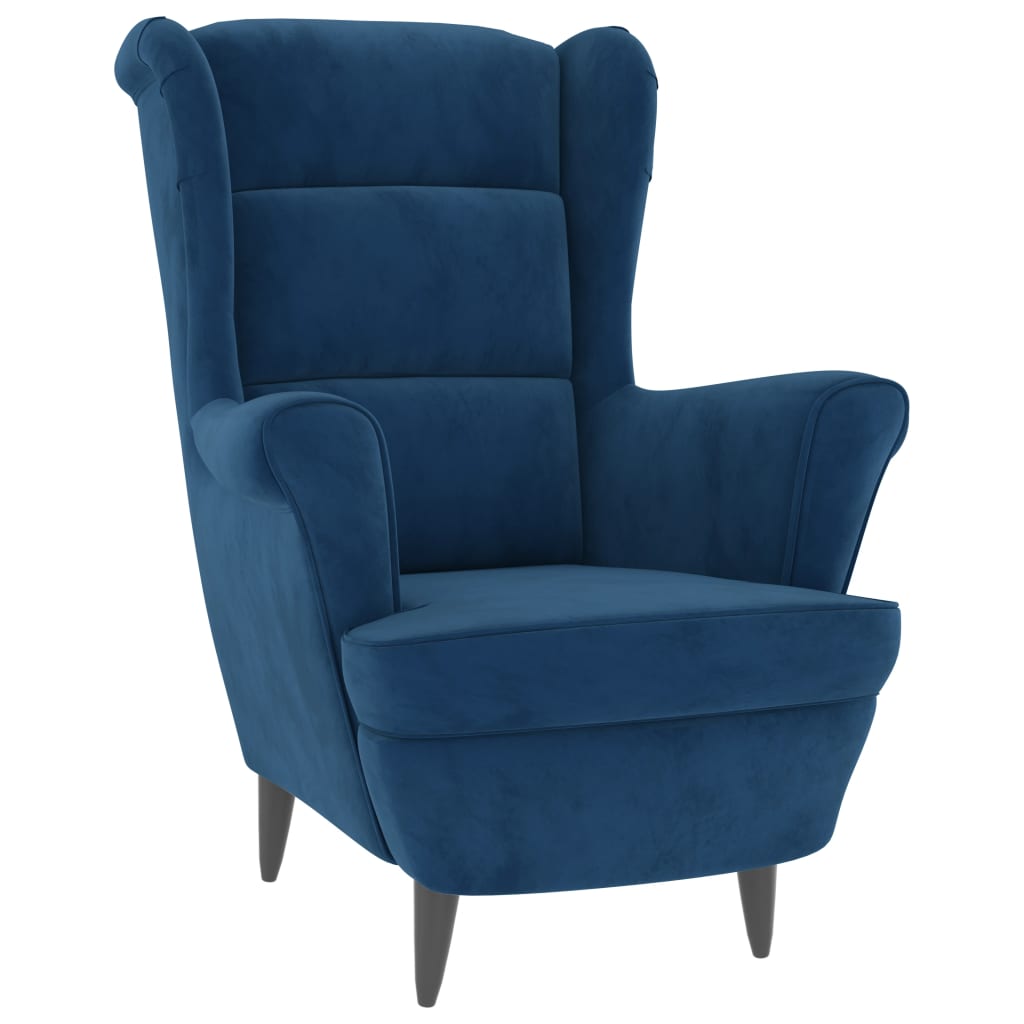 Fauteuil Met Voetenbank Fluweel Blauw Met voetensteun
