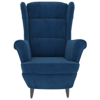 Fauteuil Met Voetenbank Fluweel Blauw Met voetensteun