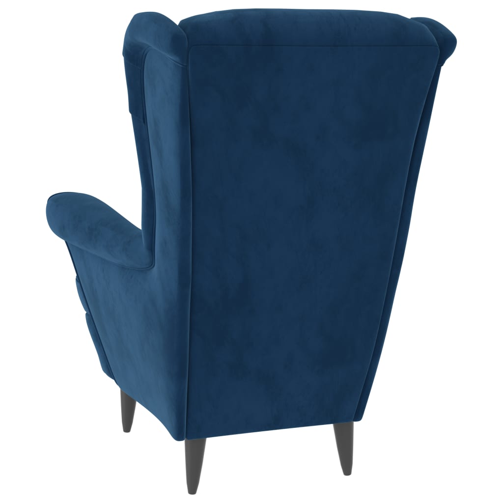 Fauteuil Met Voetenbank Fluweel Blauw Met voetensteun