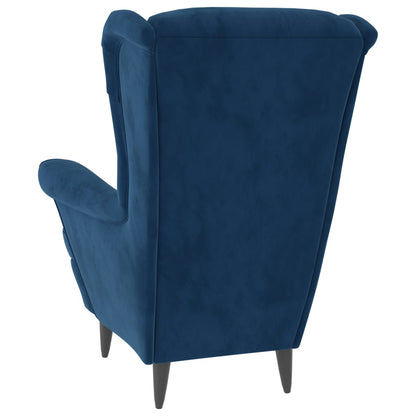 Fauteuil Met Voetenbank Fluweel Blauw Met voetensteun