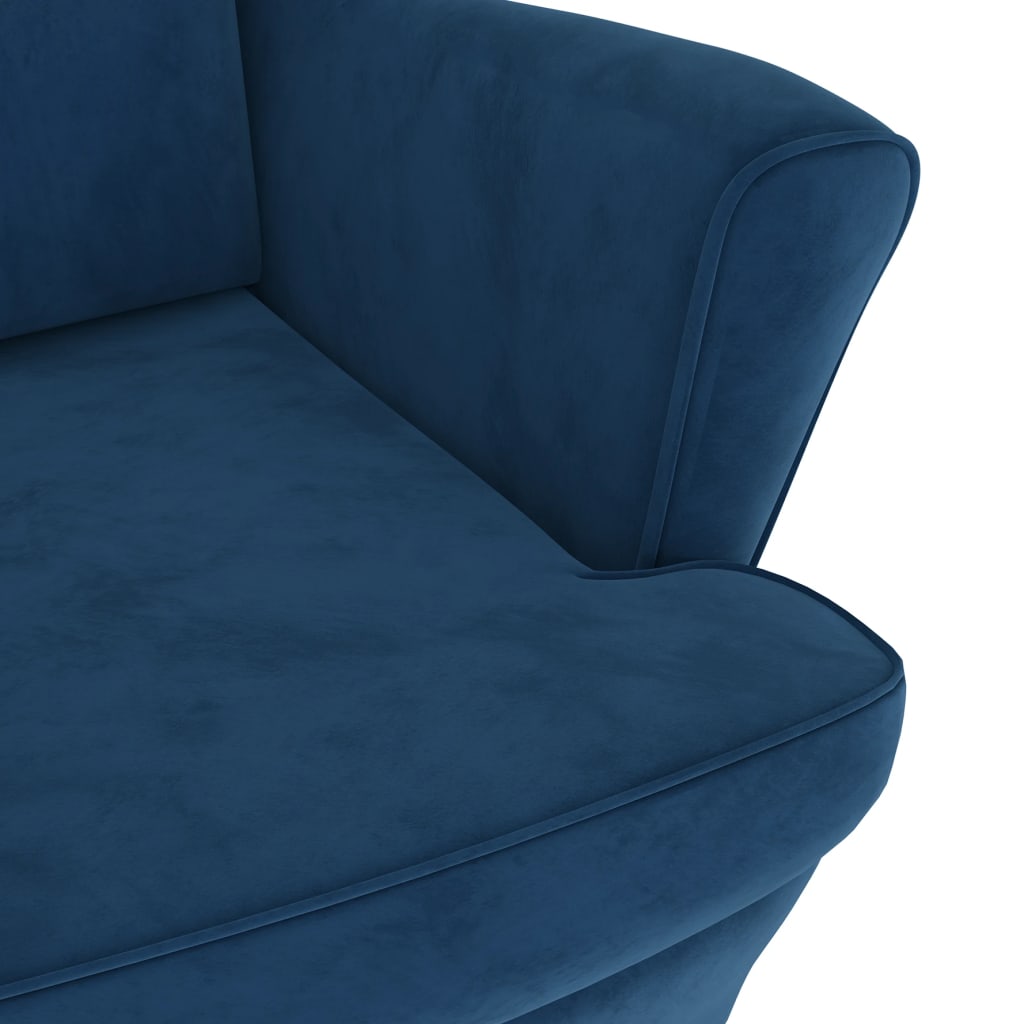 Fauteuil Met Voetenbank Fluweel Blauw Met voetensteun