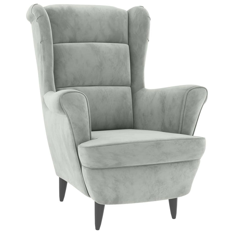 Fauteuil Met Voetenbank Fluweel Lichtgrijs Met voetensteun