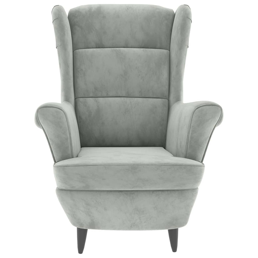 Fauteuil Met Voetenbank Fluweel Lichtgrijs Met voetensteun