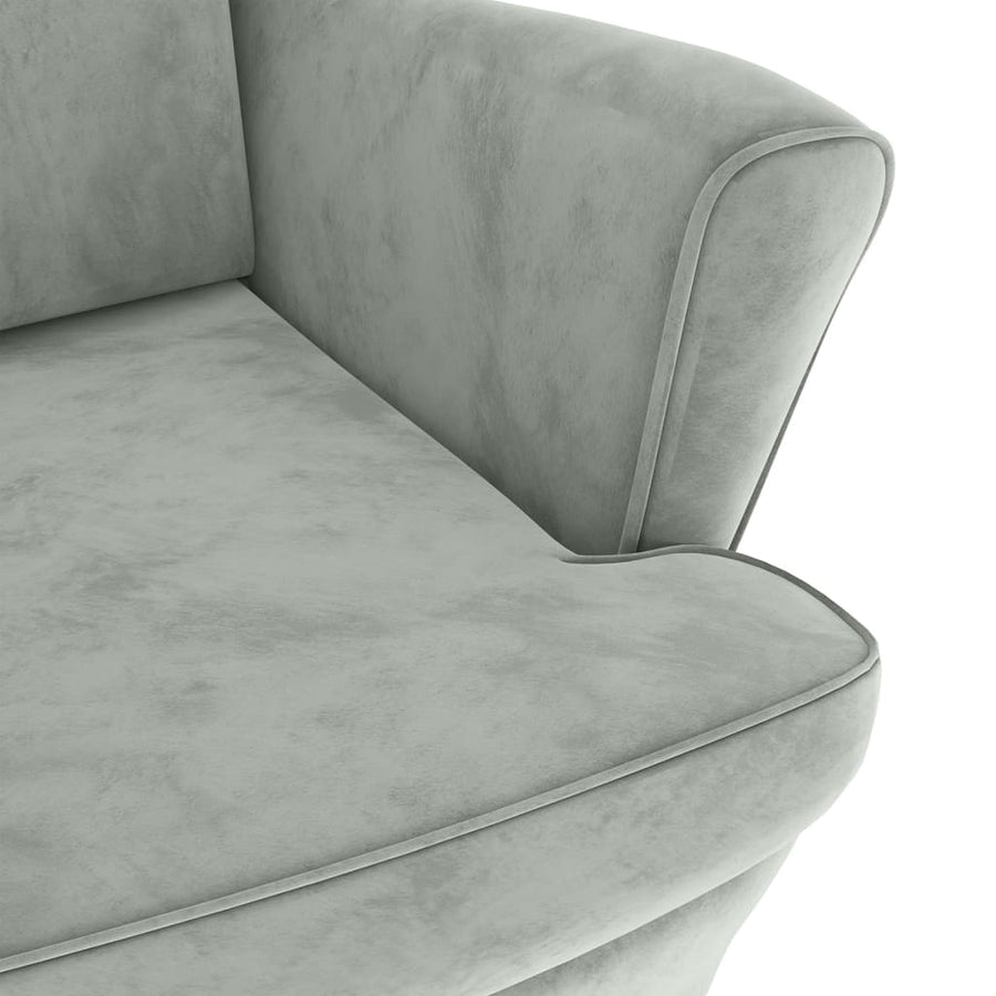 Fauteuil Met Voetenbank Fluweel Lichtgrijs Met voetensteun