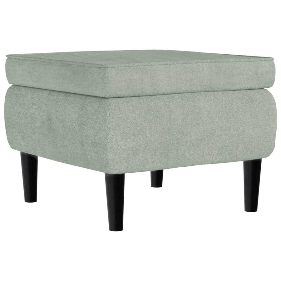 Fauteuil Met Voetenbank Fluweel Lichtgrijs Met voetensteun