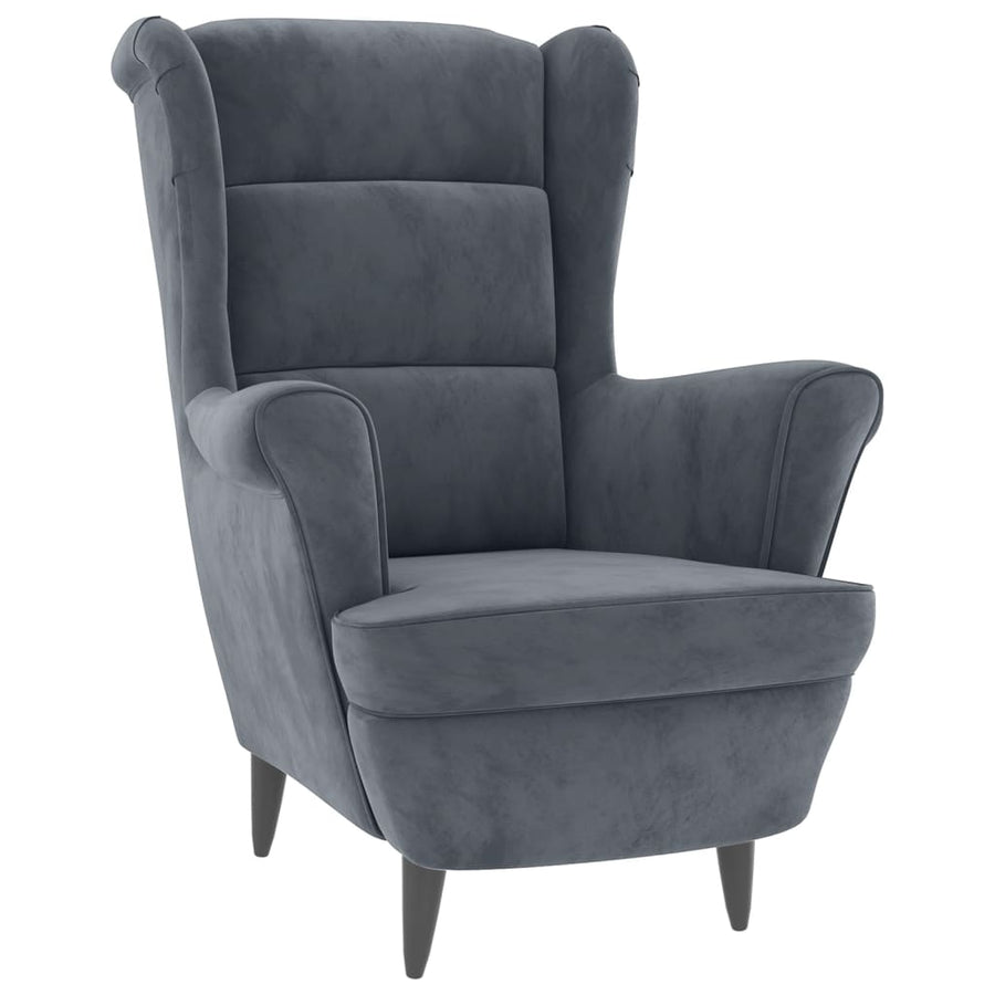 Fauteuil Met Voetenbank Fluweel Donkergrijs Met voetensteun