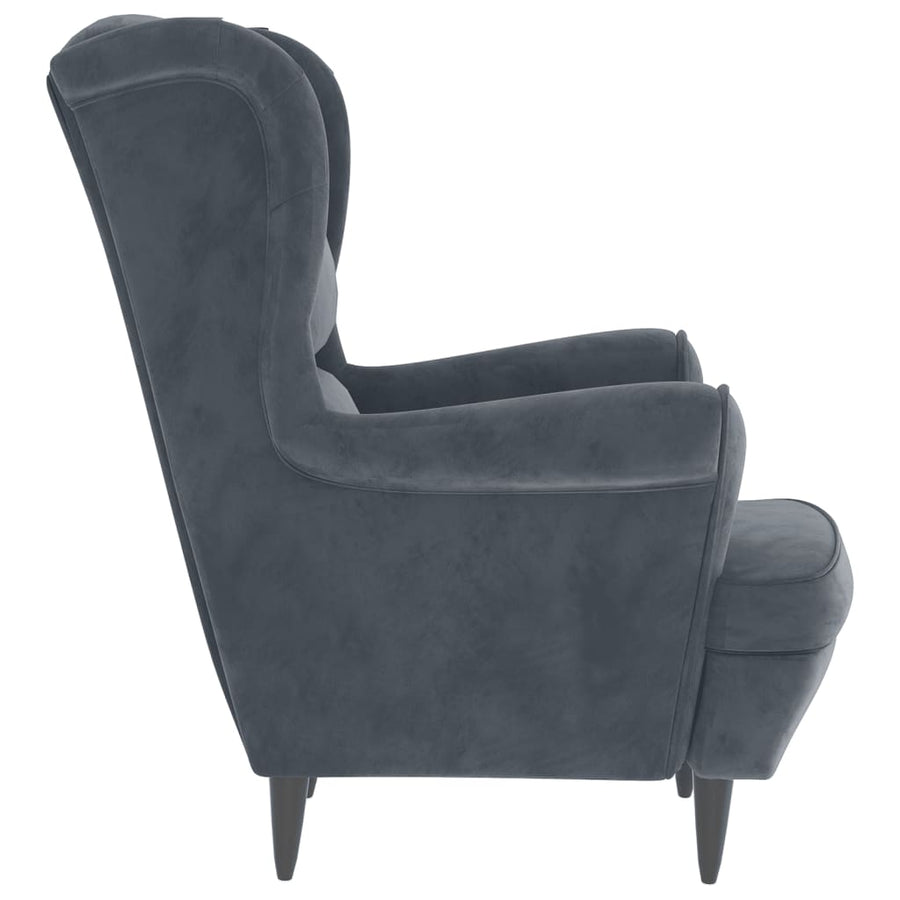 Fauteuil Met Voetenbank Fluweel Donkergrijs Met voetensteun