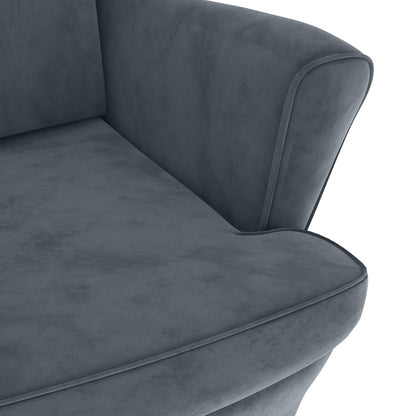 Fauteuil Met Voetenbank Fluweel Donkergrijs Met voetensteun