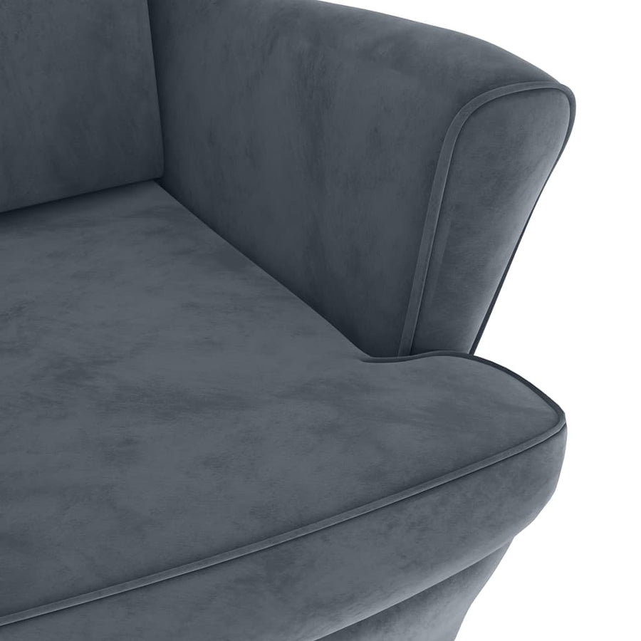 Fauteuil Met Voetenbank Fluweel Donkergrijs Met voetensteun