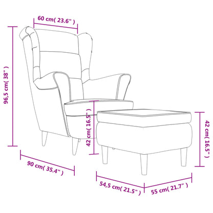Fauteuil Met Voetenbank Fluweel Donkergrijs Met voetensteun