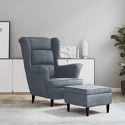 Fauteuil met voetenbank fluweel donkergrijs 78x90x96.5 cm